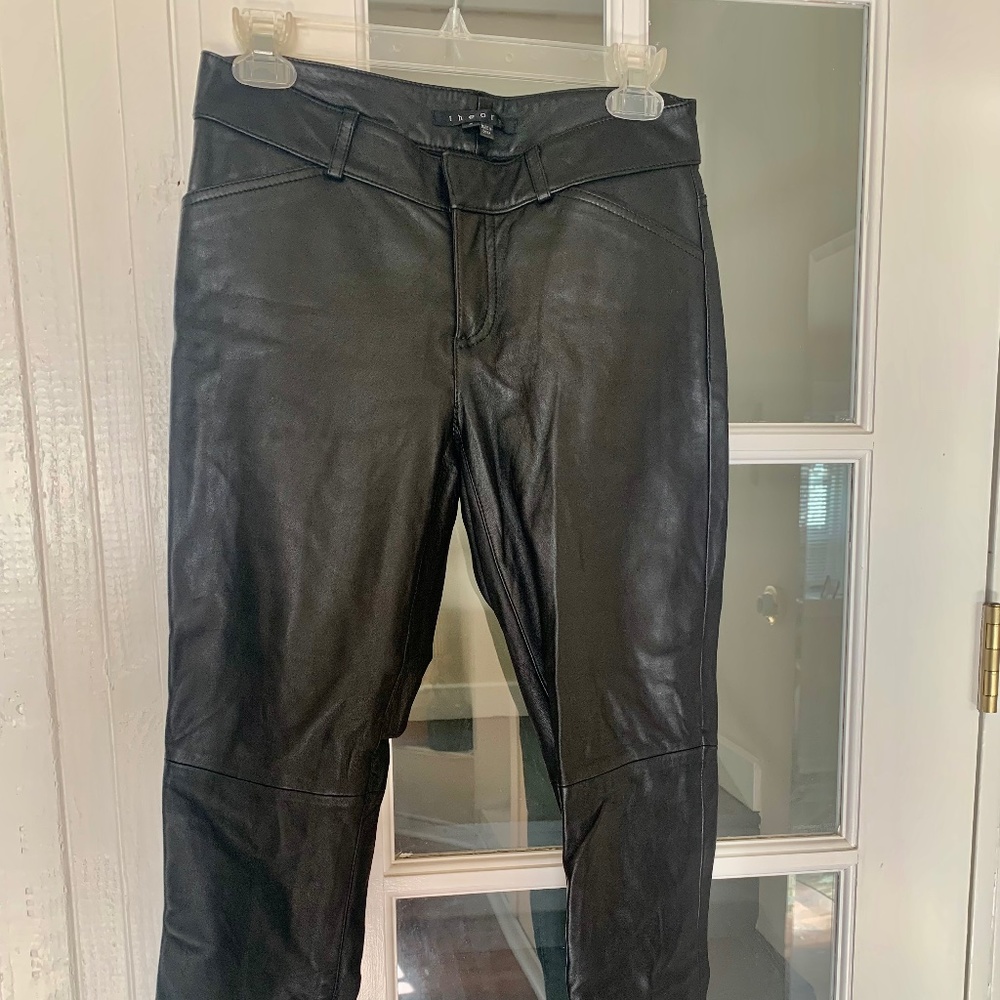 Theory Leather Pants Skinny Leg  w/ Ankle Zippers - Size 2
